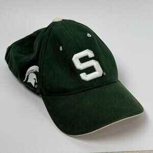 Michigan State NCAA Spartans Green White S Logo Adjustable Hat Fan Gear Collecto